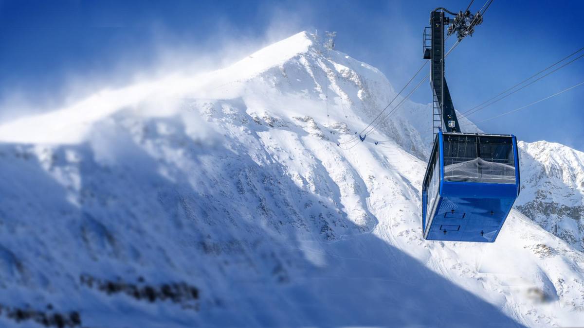 The Lone Peak Tram climbing the summit ridge